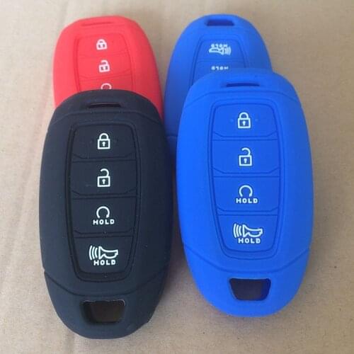 4button Silicone car key fob case cover shell for Hyundai tucson ix35 Solaris accent santa fe ELANTRA Azera 2017 2018 Remote key