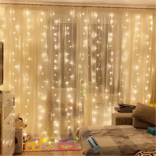 10pcs 3*2M LED Battery String Lights 8 Modes Fairy Curtain Light for Window Christmas Party Patio Garden Garland Holiday Decor