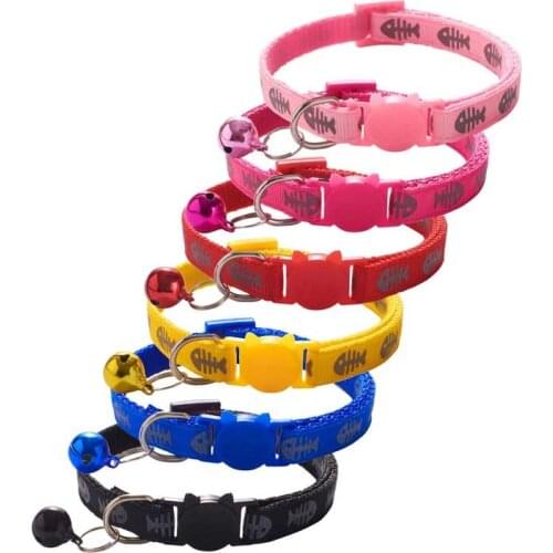 Cat Colar For Cats Collier Chat Dog Collar Reflective Kat Halsband Kitten Collar With Bell Breakaway Fashion Adjustable