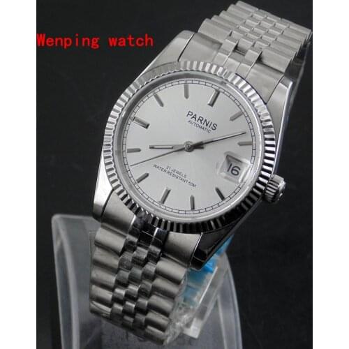Top fashion brand Parnis 36mm miyota sapphire glass luminous marks silver dial womens trend simplicity machinery automatic watch