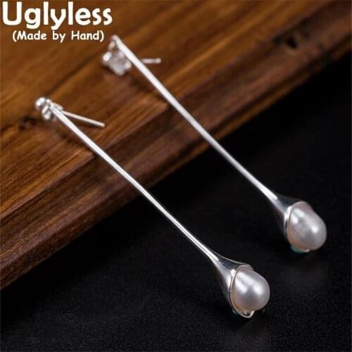 Uglyless French Romance Elegant Pearls Jewelry Sets for Women Long Tassels Design Magnolia Earrings Chokers Necklaces 925 Silver