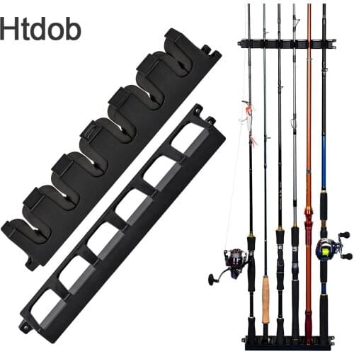 Fishing Vertical 6-Rod Rack Fishing Pole Holder Rod Holders Wall Mount Modular Fishing Pole Holder for Garage Fishing Rod Rack