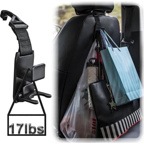 Car Headrest Hanger Universal Grocery Bag Hanger Holder Car-styling Car Seat Back Hooks Adjustable Auto Fastener Clip