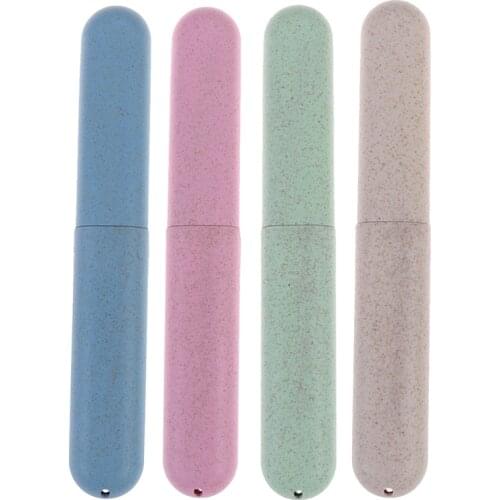 1 PCS Wheat Straw Tooth Brush Tableware Toothbrush Storage Travel Case Holder Cute Color Box Fork Spoons Protect Container