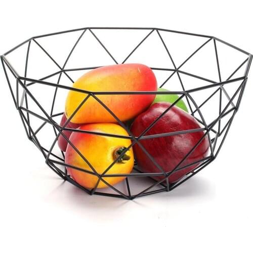 1 Pcs Modern Geometric Wire Nordic Storage Baskets Fruit Storage Bowl Iron Tableware Display Art Snacks Candy Fruit Rack Holder