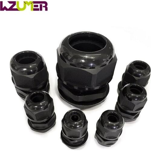 10pcs Joint Cable Waterproof PG9 PG7 PG21 Cable Gland Nylon Waterproof Joint IP68 PG9 Plastic Black Seal Jiont