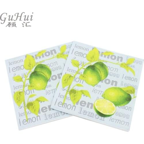 100Pcs Fruit Team Fresh Green Lemon Tissue Disposable Paper Napkin Event Party Wedding Birthday Restaurant Table Decor Supplies