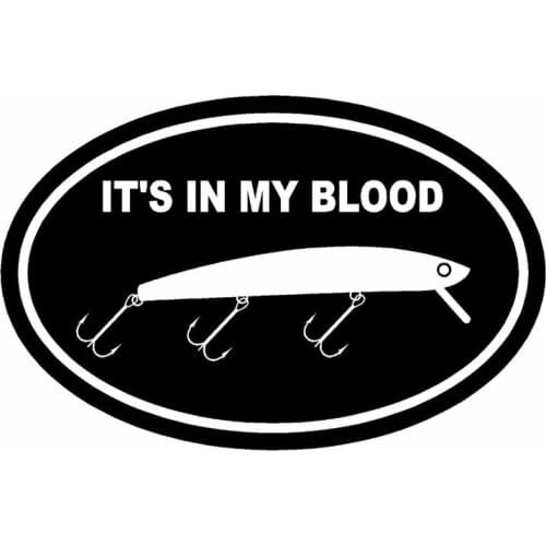14.2cm*9.3cm Its In My Blood Car Styling Funny Fishing Car Stickers Vinyl Decal C5-1953