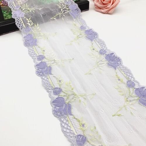 3y/lot 16.50cm Floral Stretch Lace Trim Lilac Shiny Thread For Clothing Accessories Dress Sewing Applique Costume Lace Fabrics