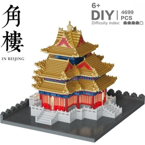 4699pcs Beijing Corner Tower Mini Micro Block Diamond Building Bricks China Classic Ancient Traditional Architecture