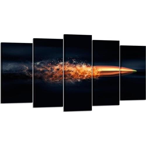 No Framed Canvas 5Pcs Flying Bullet with Dust Trail Wall Art Posters Picture Paintings Home Decor for Living Room Decoration
