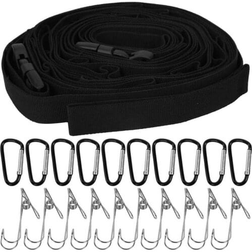 6.5M Camping Hanging Rope Clothesline 19 Rings Tent Lanyard Hammock Strap Tableware Cookware Lamp Daisy Chain Hanging Rope