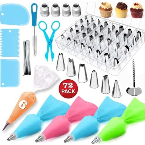 72-piece Cake Decorating Baking Tools Multi-style Cream Decorative Scraper Squeeze Flower Bag