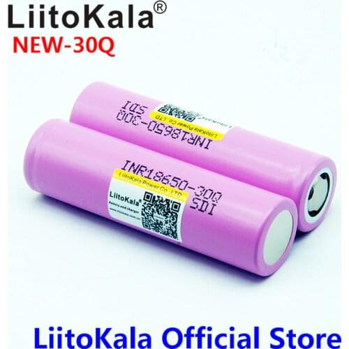 2PCS LiitoKala 100% Original 3.7V INR 18650 30Q 3000mAh Rechargeable Batteries For 18650 Battery High discharge