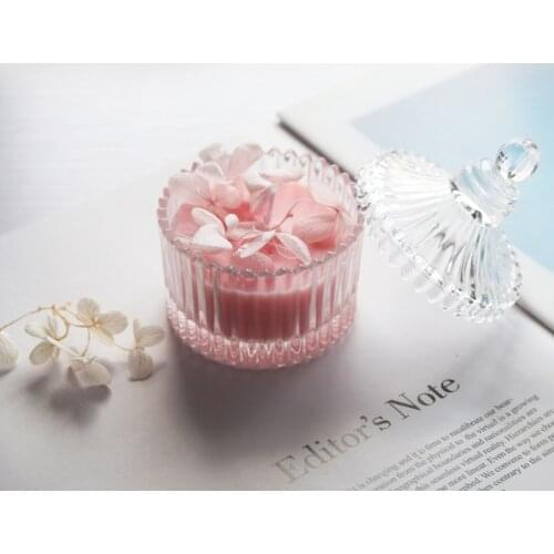 1pcs Scented Candles with Dried Flower, Glass Candy Jar, Aromatherapy Soy Wax and Gift Box Rose Bluebell Valentines Day Gift
