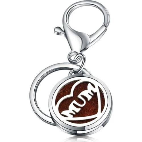 Charm High Quality Love MUM Perfume KeyChain Stainless Steel Essential Oil Diffuser Perfume Aromatherapy Locket KeyChain Jewelry