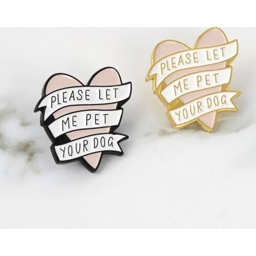 Pet Dog Heart pins Brooches Hard enamel lapel pins Badges Brooches Backpack Jeans Hats Accessories Heart jewelry