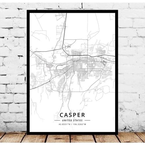 Casper WY Wyoming USA United States of America Map Poster