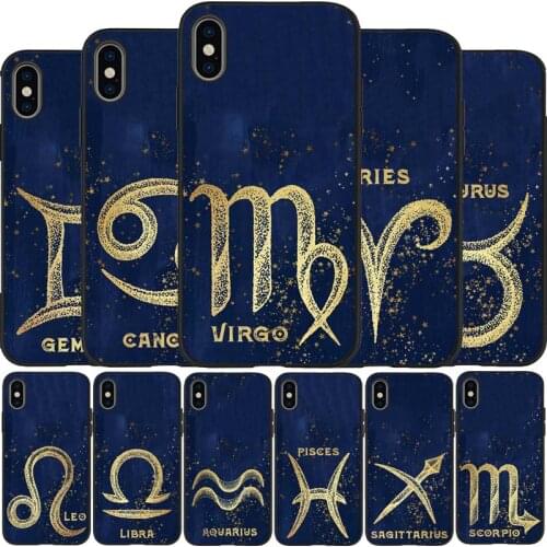 Zodiac Signs black Silicone Phone Case For iPhone 12 XR XS Max 5 5S SE 2020 6 6S 7 8 PLUS X 11Pro Max 11 protection Cover
