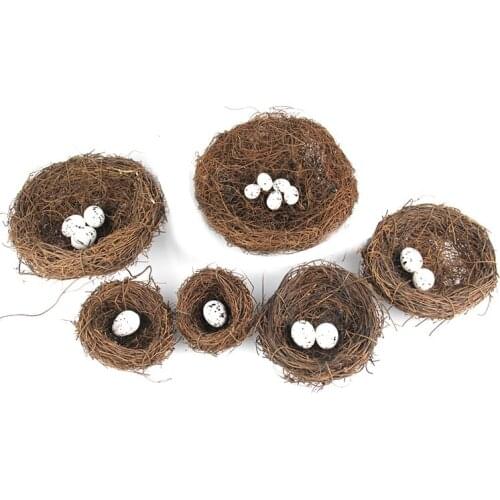 6-15cm Artificial Rattan Bird Nest Bird Cage Egg Easter Decor Prop for Photography Props Garden Ornament DIY Craft Vine Supplies