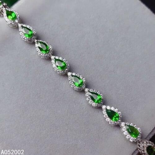 KJJEAXCMY fine jewelry natural Diopside 925 sterling silver new women gemstone hand bracelet support test fashion