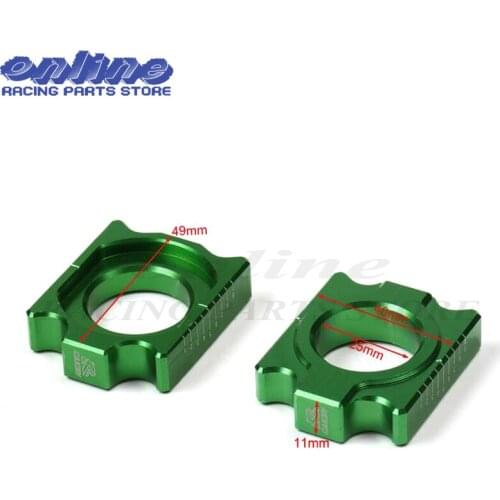 Green CNC Chain Adjuster Rear Axle Block Kit for KX125 KX250F KX450F KX450R 2004-2015 Fit KXF Motorcross Dirt Bike New