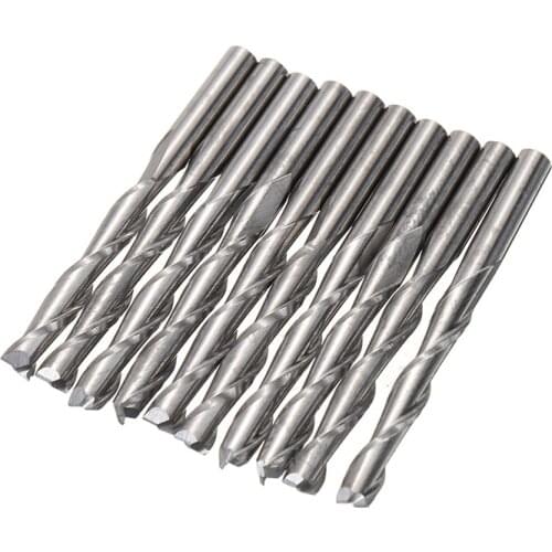 10pcs Two Flute Carbide End Mill Dia 3.175mm Solid Spiral Woodwork CNC Router Bits For Milling Cutter