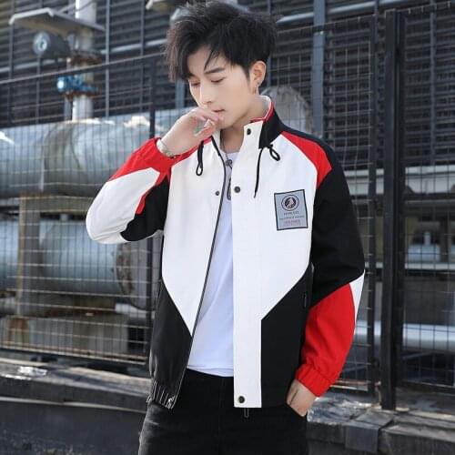 Spring Autumn Korean Fashion Casual Mens Cargo Jacket Men High Quality Cardigan Overcoat Stand Collar Patchwork Coat Male M-3XL