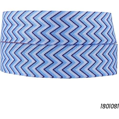 Flora Ribbons blue chevron printed fold over elastic for hairbands