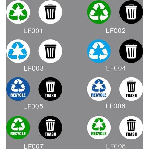 LF001-LF008 6pcs a set Garbage Classification Sign Sticker Recyclable Non-recyclable Self-adhesive Waterproof Sticker