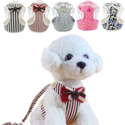 Dog Cat Harness Leash Set Pet Adjustable Vest Walking Lead Leash for Puppy Polyester Mesh Harness for Small Medium Dog