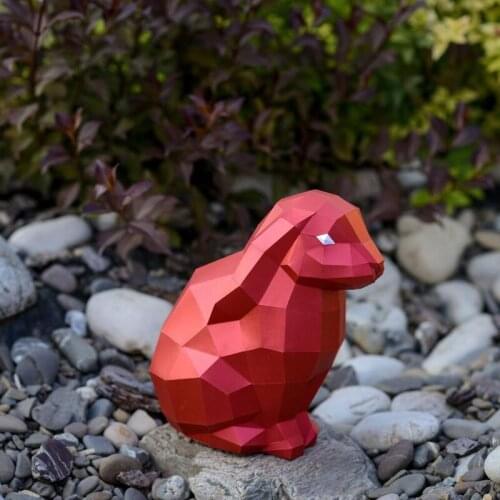 Rabbit Desktop Wine Cabinet Easter Birthday Party Wedding Dress Up Animal Paper Art DIY Paper Model Decoration