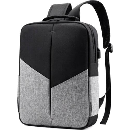 NU Asymmetry Design USB Backpack Panelled 15.6" Laptop Men Style Fashion Back Bag Anti-Theft Pack Bags Women Men 2019 Waterproof