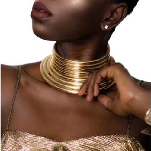 LZHLQ African Punk Collars Bohemian Chunky Necklace For Women Boho Jewelry