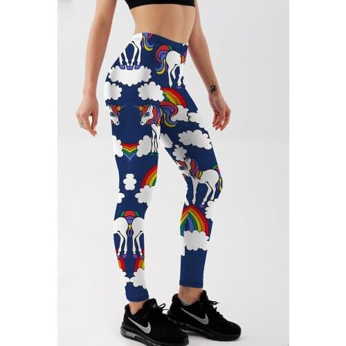 Sexy Women Leggings Printed Cartoon Rainbow God Horse Cloud Legging Slim High Waist Push Up Fitness Leggings