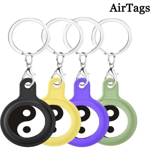 Portable Pure Color Case For AirTag Soft Silicone Key Ring Keychain Anti Lost Device Cover Holder