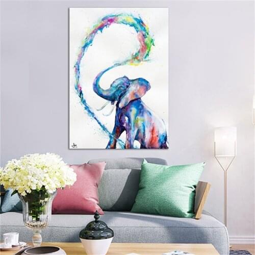 Dropshipping Modern Animal Art Pictures Canvas Printed Painting Colorful Elephant Wall Art Poster Prints for Bedroom Home Decor