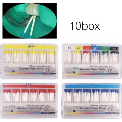 10packs Dental Absorbent Paper Points Root Cancel Endodontics Cotton Fiber Tips Dentist Product F1 F2 F3 15-40