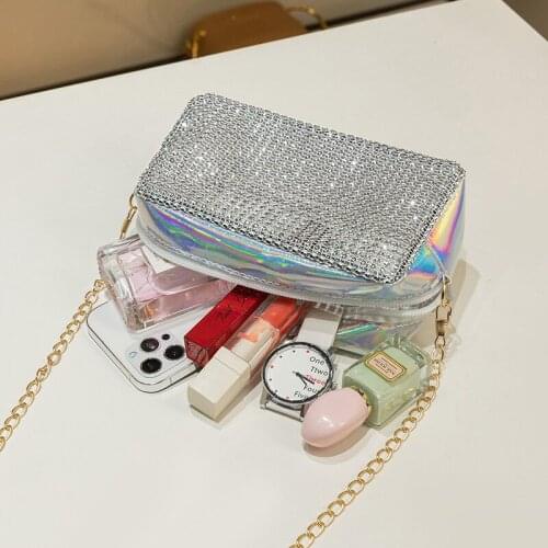 Bling Diamonds Evening Clutch Bag Women New Korean Soft Pillow Small Handbag Shoulder bags Ladies Dinner Party Clutch Purse