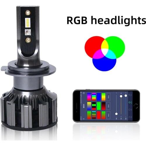 RGB LED H4 H7 App Bluetooth Control Car Lights Headlamp H3 LED H1 H11 H8 Auto D2S D3S 12v 24v LED headlight Bulb 9005 9006 6000K