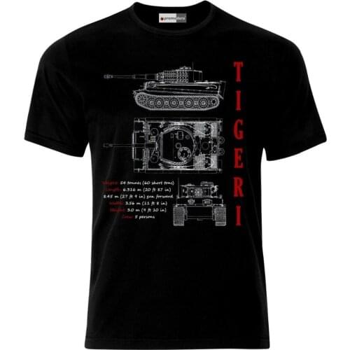 Tiger 1 Tank Blueprint Patent German Army Panzer WW2 Wehrmacht T-Shirt 2019 Fashion Brand Mens Tops StreetWear T-shirt