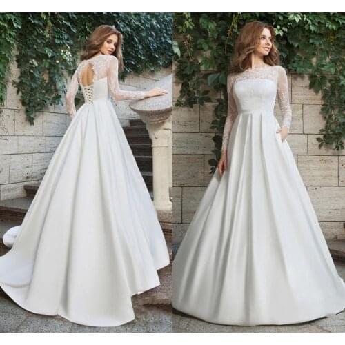 Vintage Wedding Dress Boho Princess Wedding Gowns Lace Stain Bride Dresses Lace-up Back Vestidos De Mariage 2020