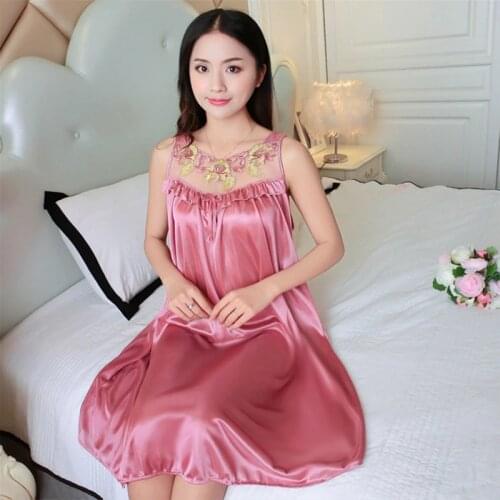 Women Casual Chemise 12 Color Nightie Nightwear Lingerie Nightdress Sleepwear Dress Hot Sale Plus Size New Sexy Silk Nightgowns