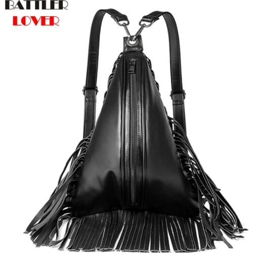 Womens High Quality leather backpack bag Unisex Classic Black Tassel Waterproof Travel Multi-function Female Shoulder bag 2021