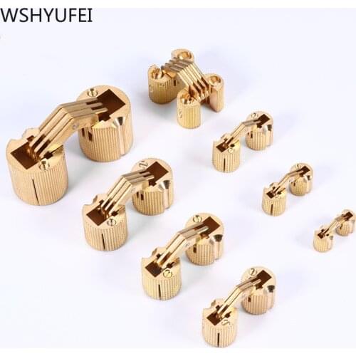 1 Pcs High quality Cabinet Hidden Door Round brass Hinge Mini Hardware Copper Bucket Furniture Hinge Hardware Accessories