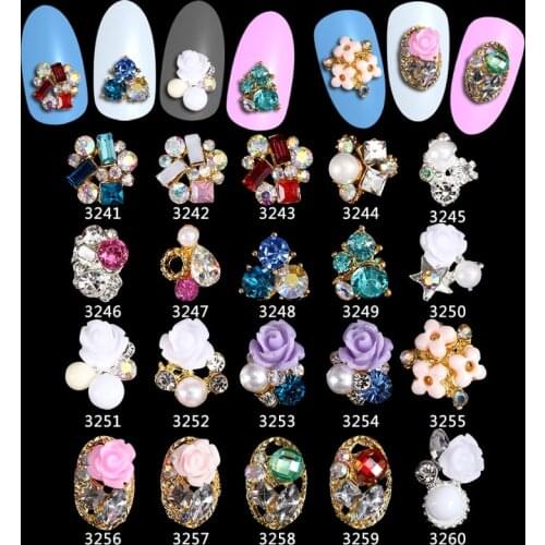 100PCS /Lot alloy 3d nail art rose flowers jewelry nails crystal rhinestones nailart nails decorations new arrive ****3241-3260