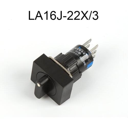 16mm Rotary Switch LA16J-22X/3 Silver Contact 2NO 2NC 6 Foot 3 positions Knob 220V with Lock Push Button Switch