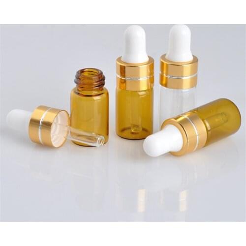1pc Empty Dropper Bottle Amber Essential Oil Clear Glass Aromatherapy Liquid Brown 3ML/5ML Drop Pipette Bottles Refillable Tube