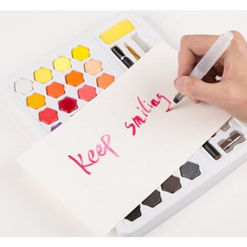 36 colors Portable Watercolor Paint Set With Water Brush Pen Watercolor Pigment Water Color Art Supplies