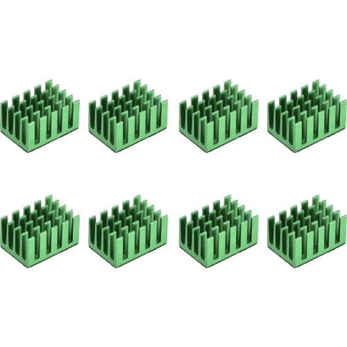 Uxcell 11x20x14mm Green Tone Aluminum Heatsink Self Adhesive Pad Cooler for Cooling 3D Printers 8Pcs